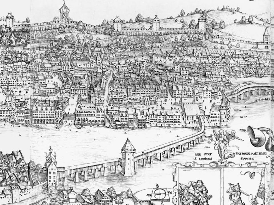Ausschnitt aus der Luzerner Stadtansicht von Martin Martini 1597