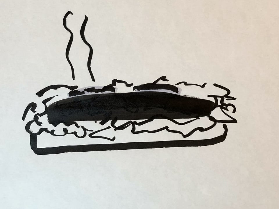 Zeichnung eines Hotdogs auf Japanes -Styie