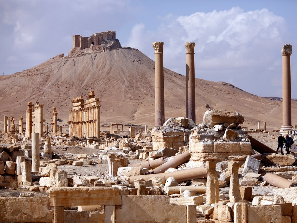 Die zerstörten Ruinen in Palmyra.