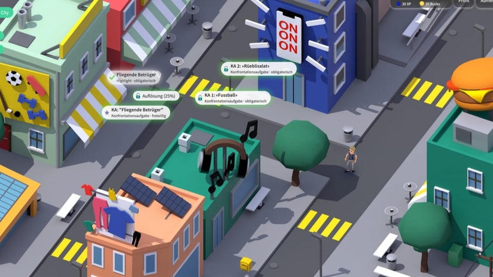 Eine Spielszene aus dem Lehrmittel «FinanceMission World»