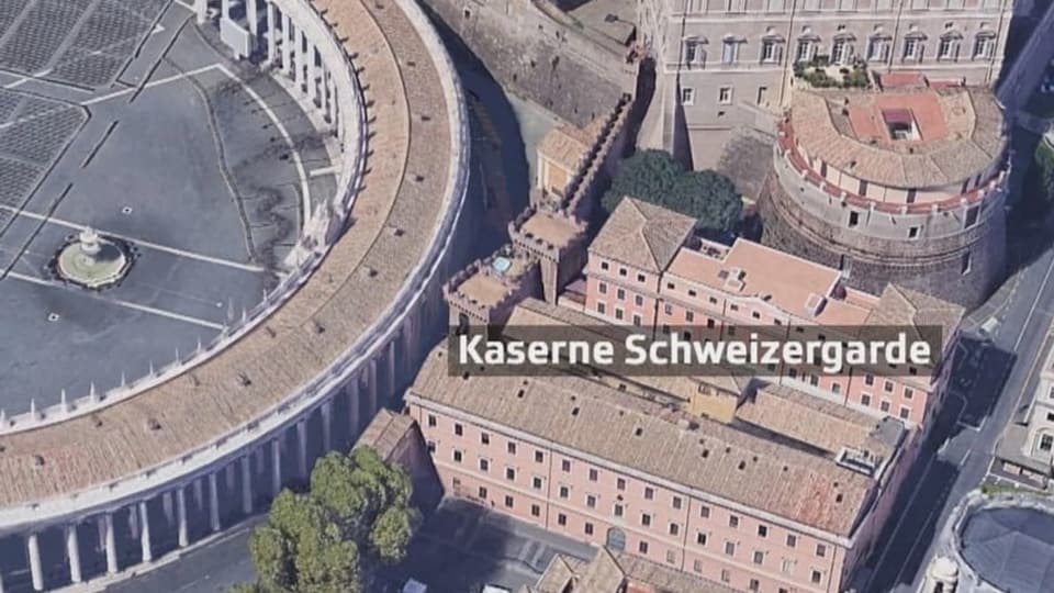 Bild aus der Luft: Die Gebäude der alten Kaserne aus der Vogelperspektive.