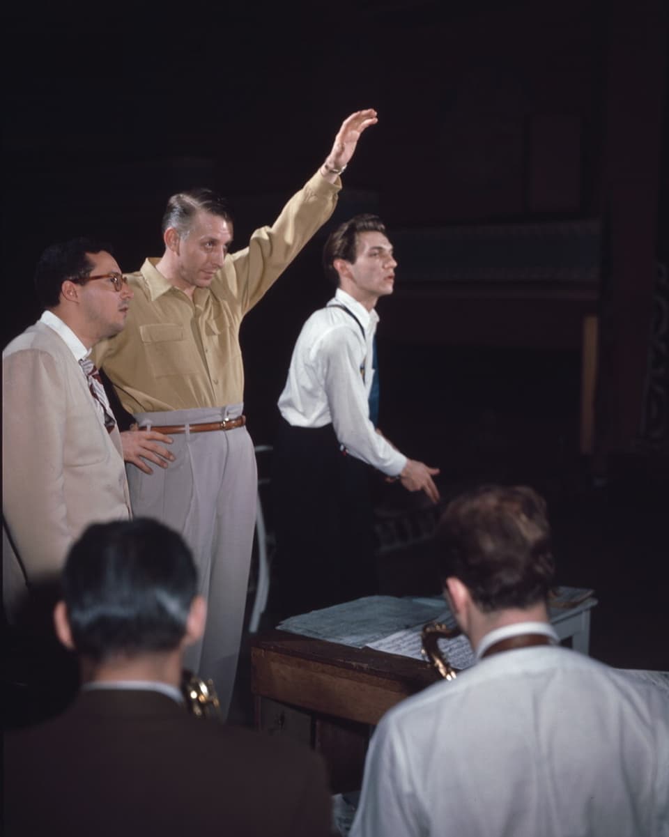 Komponist Pete Rugolo, Stan Kenton und Bob Graettinger.