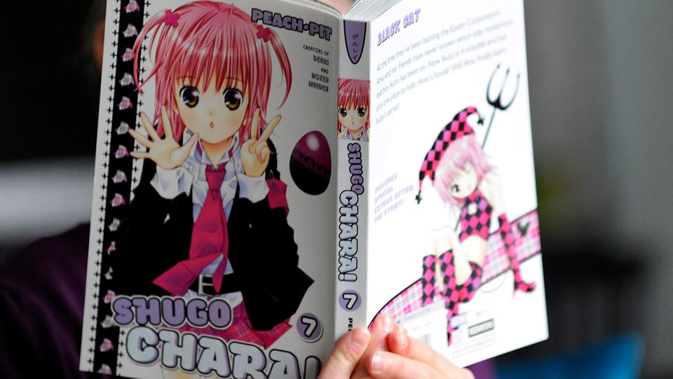 Eine Person liest ein Manga-Comic.