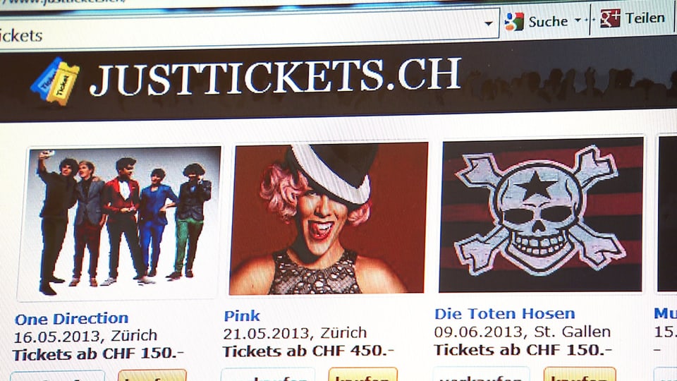 Screenshot von Justtickets.ch