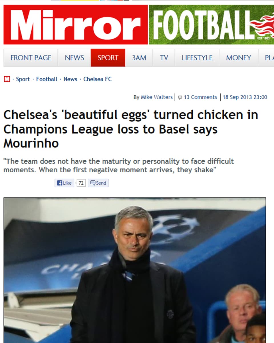 José Mourinho geht mit seinen Spielern hart ins Gericht.