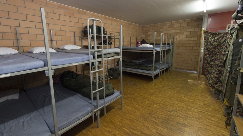 Schlafplätze in einer Zivilschutzanlage