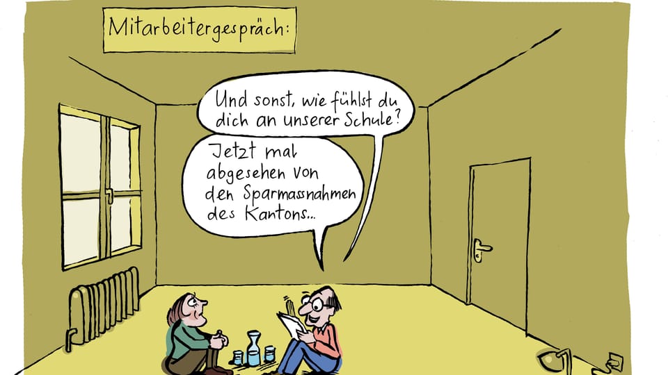 Cartoon von Jonas Brühwiler aus Kriens zu den Luzerner Sparmassnahmen. 