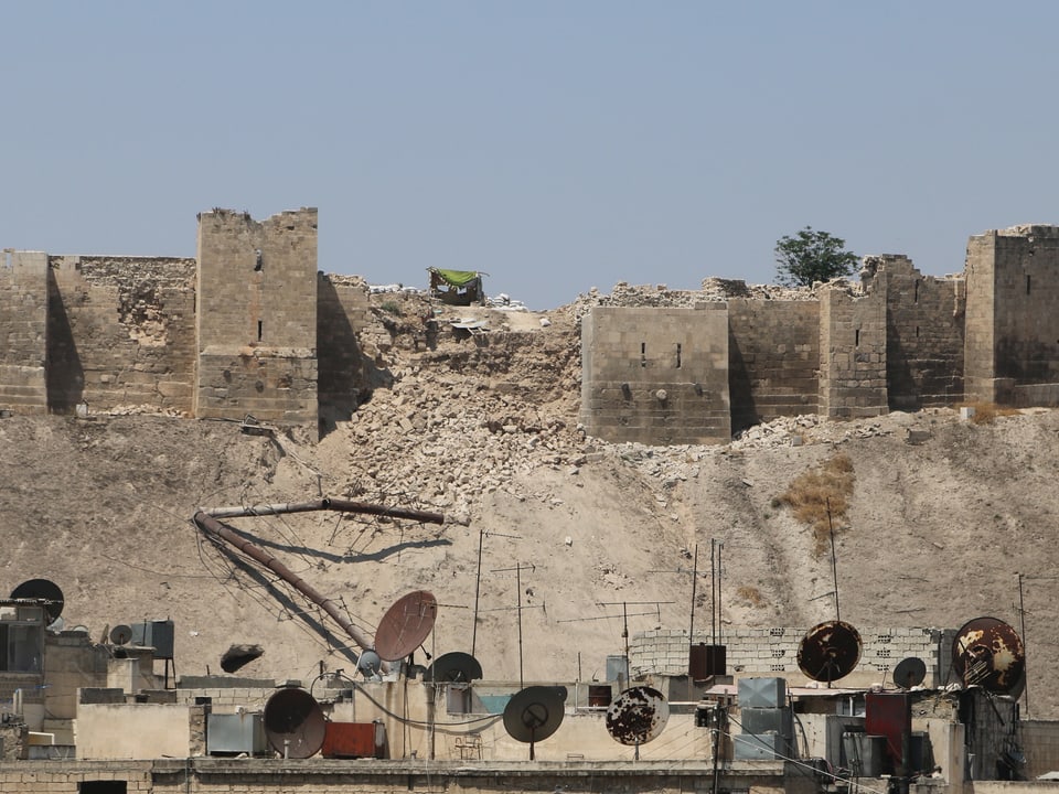 Die zerstörte Zitadelle von Aleppo.