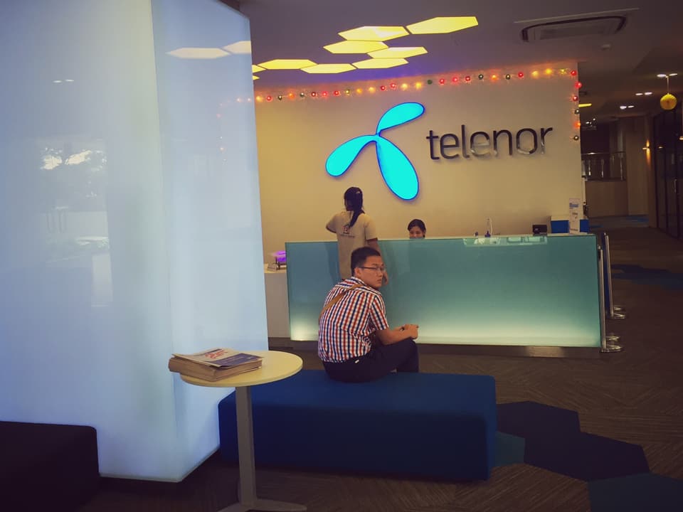 Das Empfangsdesk der Telekommunikationsfirma Telenor.