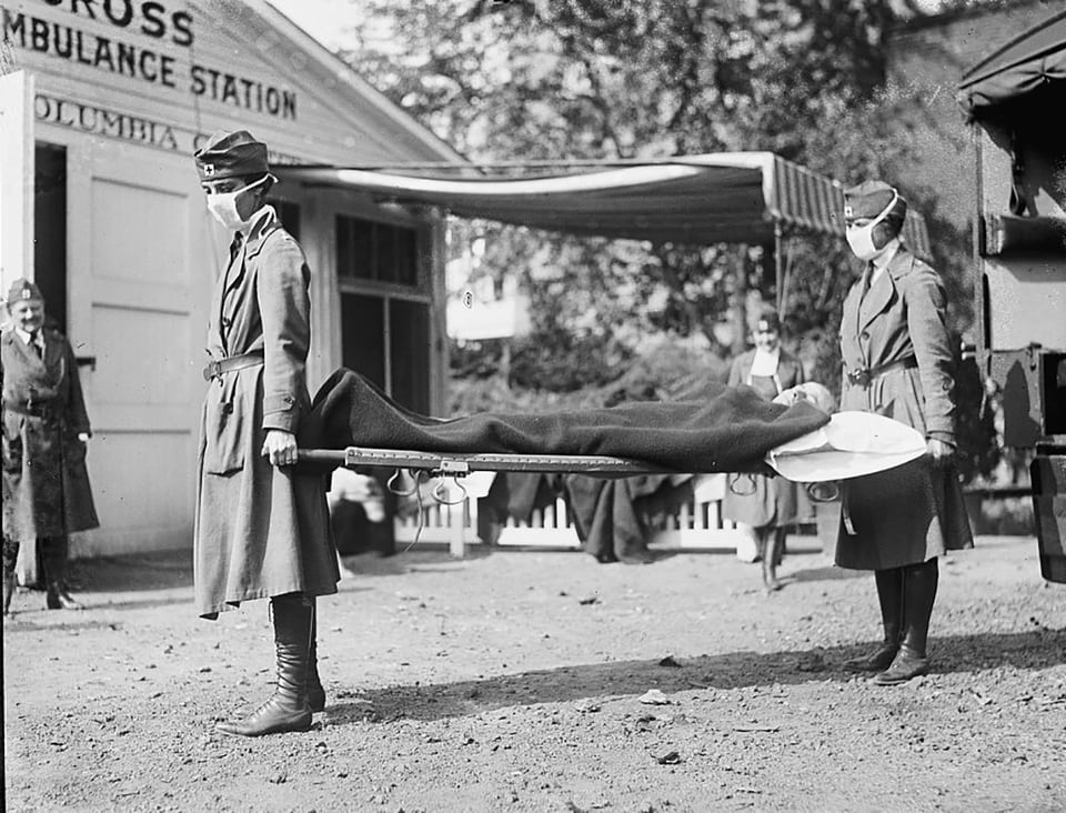 Krankenschwestern während der Spanischen Grippe 1918 in Washington D.C. 