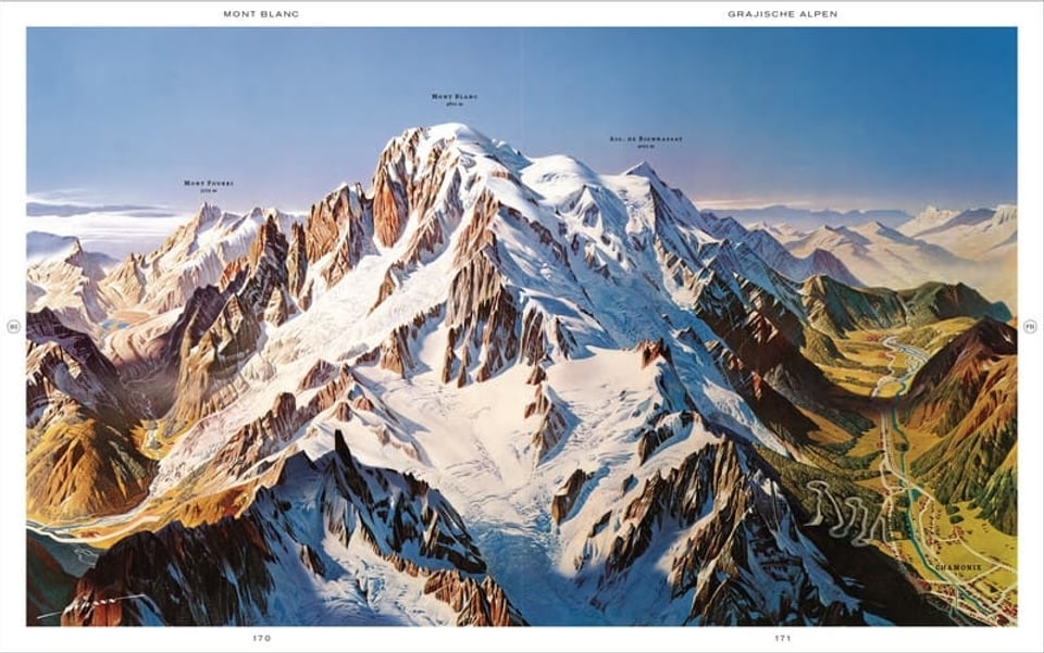 Eine Karte vom Mont Blanc.