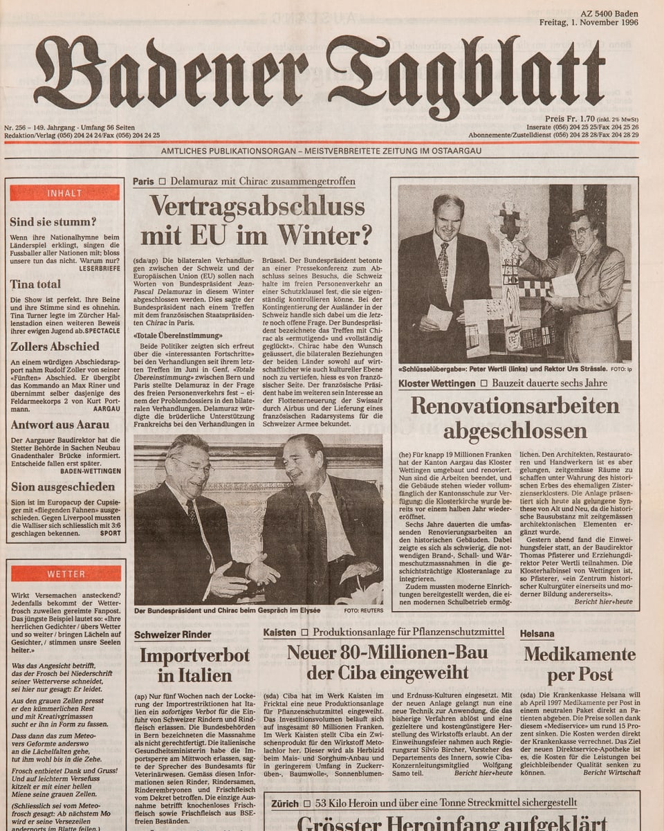 Zeitung Badener Tagblatt