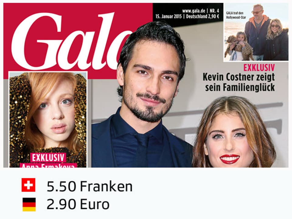 Titelblatt Gala mit Preisvergleich Franken / Euro.