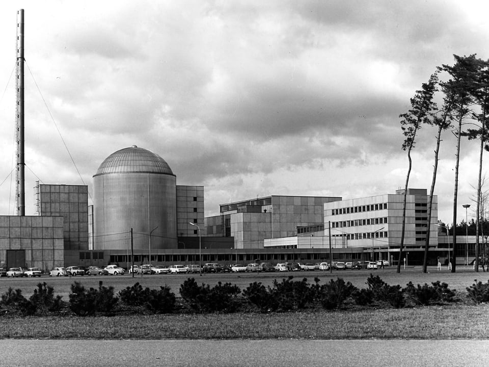 Schwarz weiss-Aufnahme der Anlage aus den 1960er Jahren.