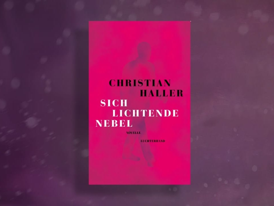 Pinkes Buchcover mit transparentem Menschen in violett