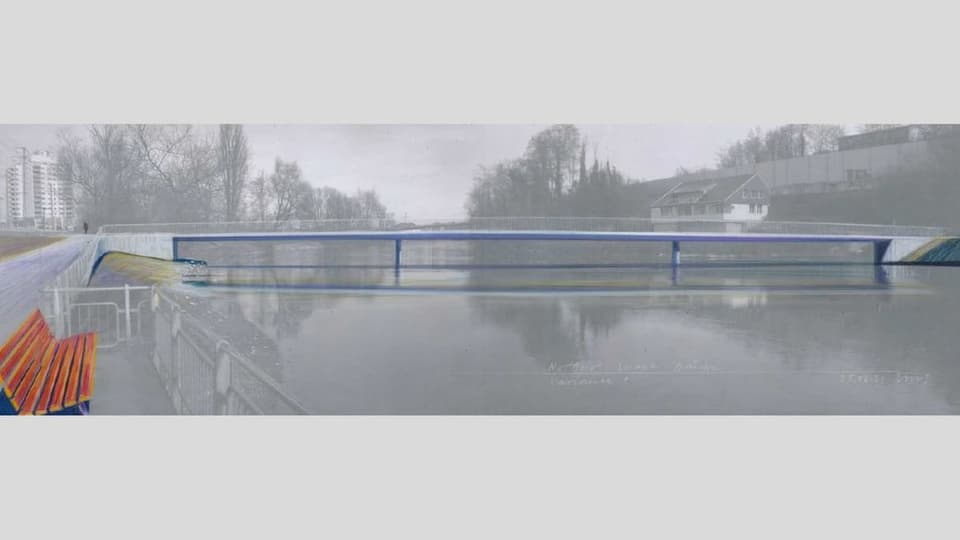 Visualisierung der geplanten Brücke über die Reuss.