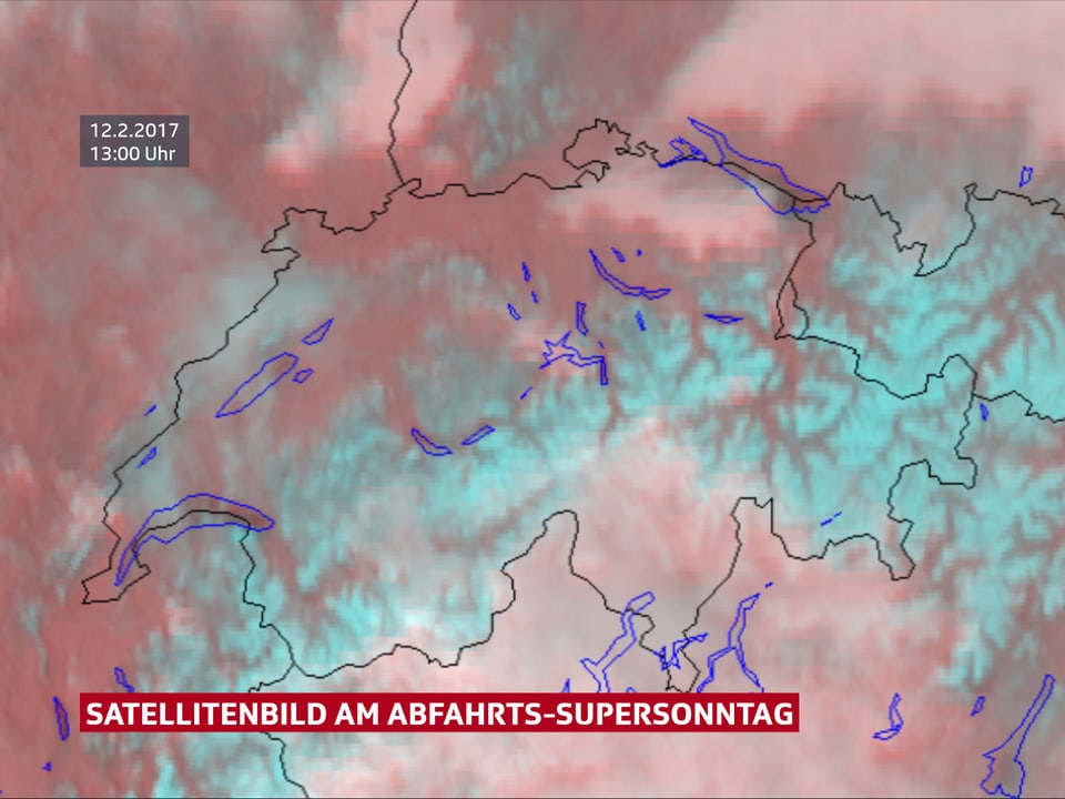 Satellitenbild von der Schweiz. Im Tessin sind viele Wolken, im Norden hat es etwas Nebel. Sonst ist es meist wolkenlos.