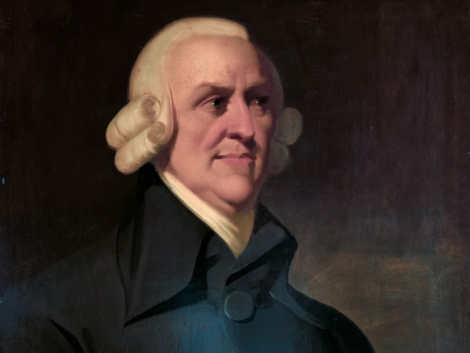 Porträt in Öl gemalt des schottischen Philosophen Adam Smith. 