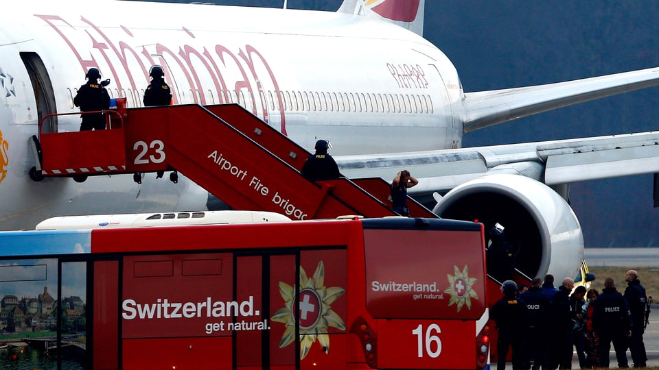 Eine Maschine der der Ethiopian Airlines auf dem Flughafen Genf-Cointrin.