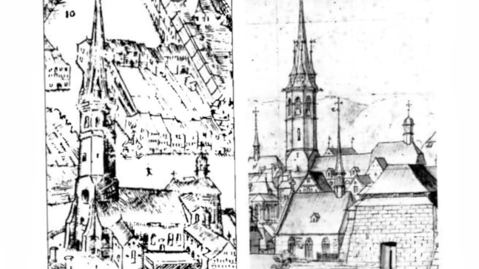 Zeichnungen Kirche mit Turm