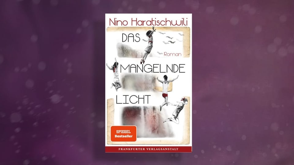 Buchcover, weiss mit vier Kindern, die springen. Violetter Hintergrund.