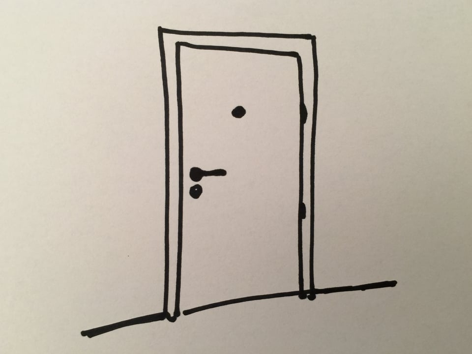 Gezeichnete geschlossene Türe mit Türspion