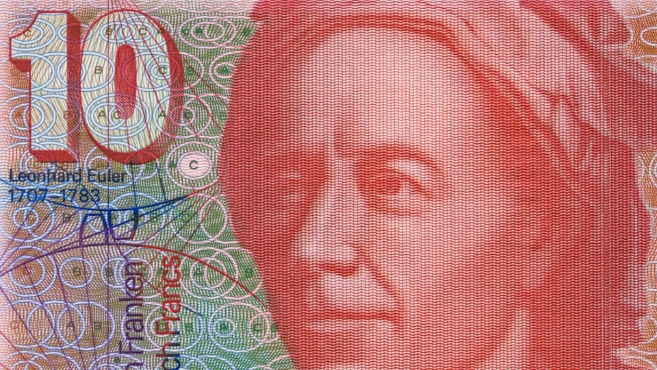 Die Schweizer Zehnernote mit dem Konterfei von Leonhard Euler.