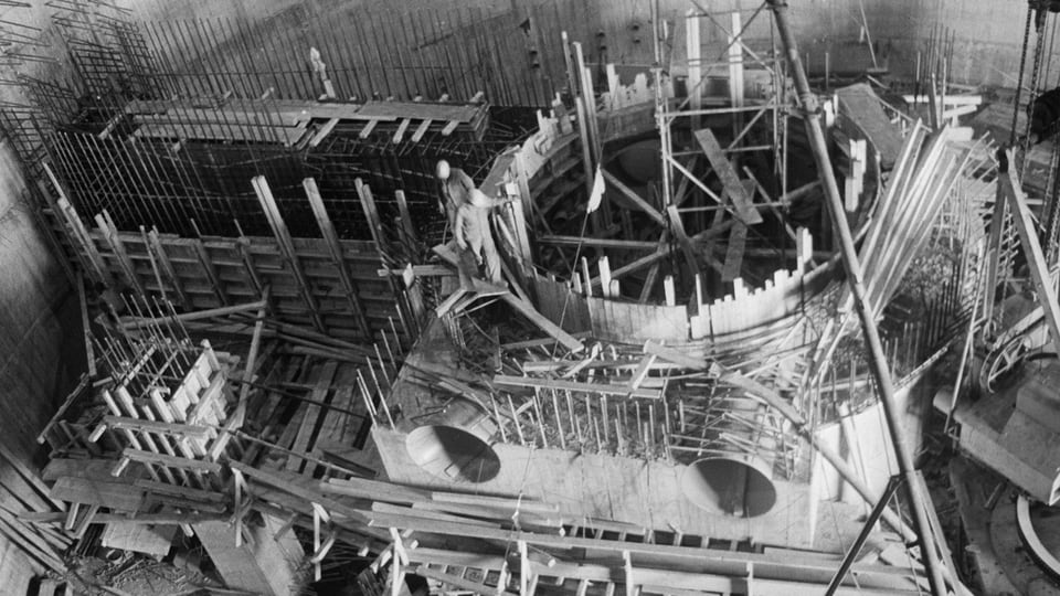 Die Baustelle des AKWs Beznau, aufgenommen am 10.Oktober 1967.