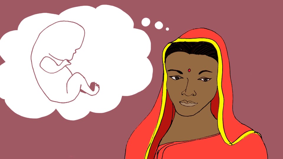 Eine Hindu-Frau macht sich Gedanken über eine Schwangerschaft