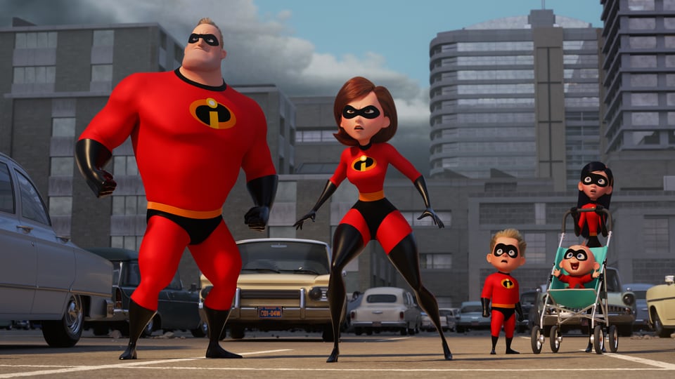 Die ganze Familie Parr vereint im Superhelden-Kostüm der Incredibles.