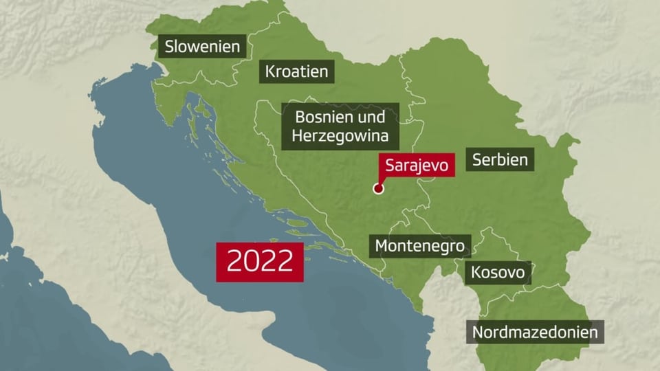 Karte des Balkans im Jahr 2022
