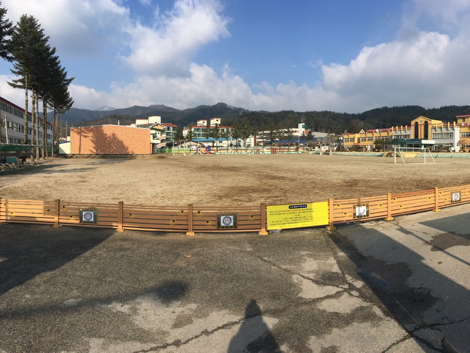 Ein Fussballfeld in Südkorea.
