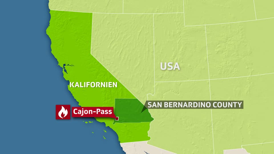 Karte der betroffenen Region in Südkalifornien.