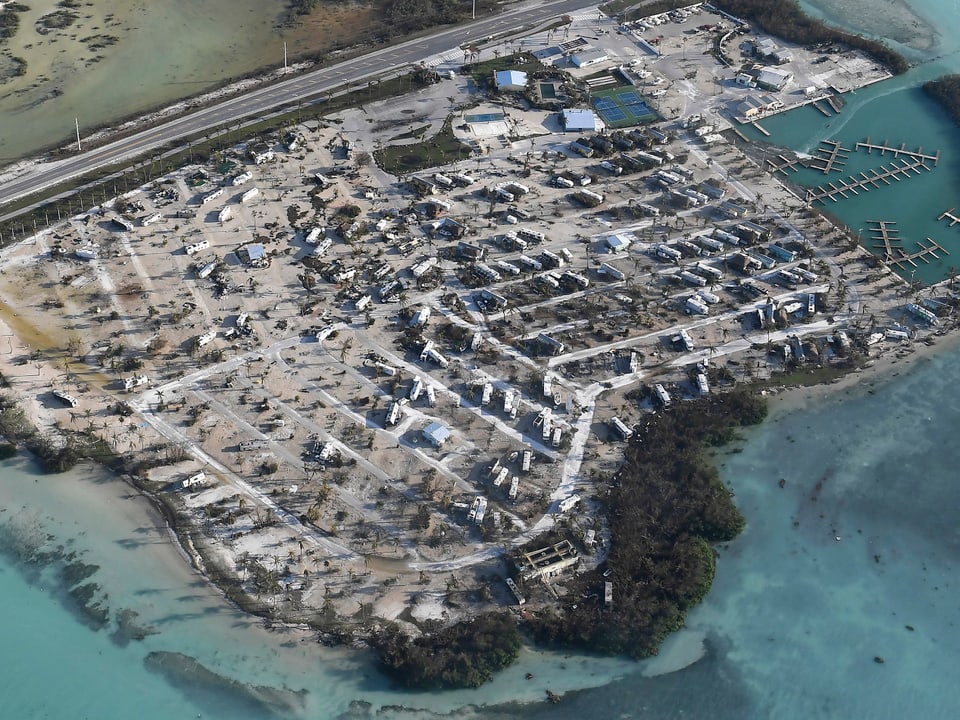 Zerstörte Wohnwagensiedlung auf den Florida Keys.