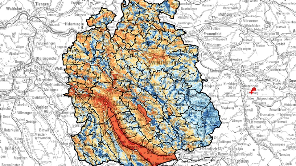 Klimaanalysekarte des Kantons Zürich