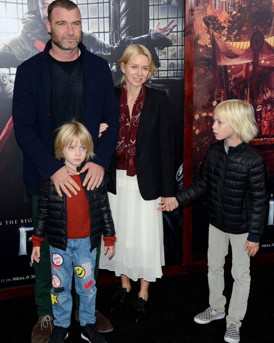 Liev Schreiber und Naomi Watts mit ihren beiden Söhnen Samuel und Alexander.
