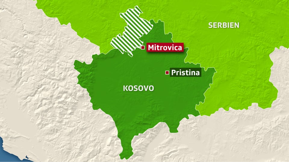Karte von Serbien und Kosovo.