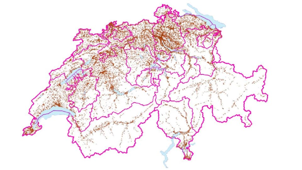 Schweiz-Karte mit markierten Standorten