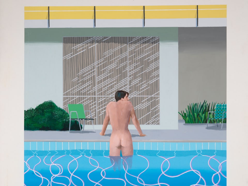 Ein nackter Mann stemmt sich aus dem Pool: David Hockneys Bild «Peter Getting Out of Nick's Pool»