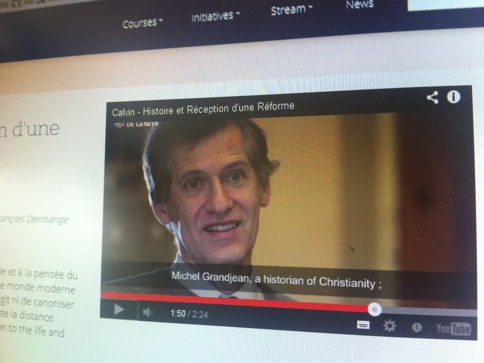 Screenshot: Michel Grandjean in einem Video über seine Vorlesung zu Calvin.