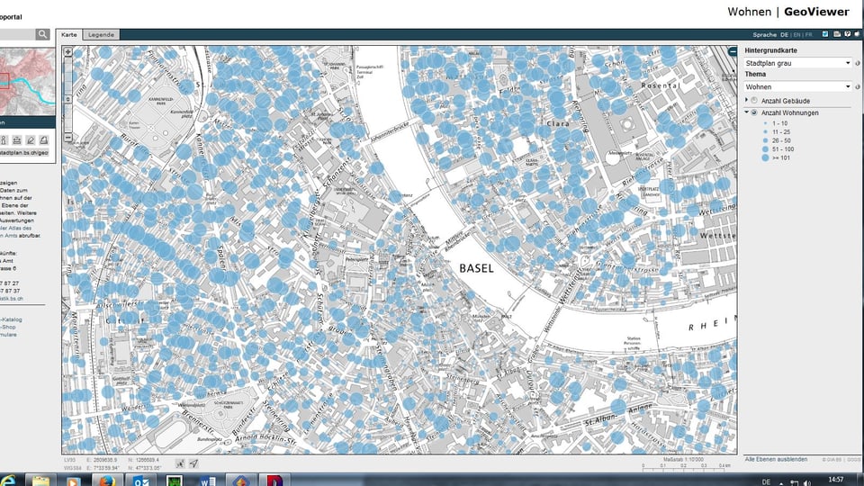 Stadtplan mit blauen Punkten