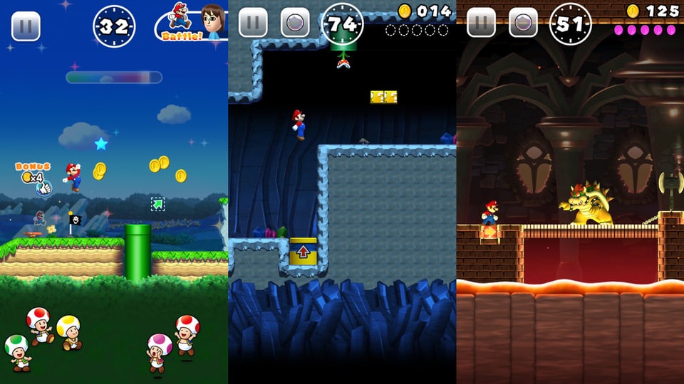 Super Mario hüpft immernoch über Pilze und rettet die Prinzessin vor dem bösen Bowser. 
