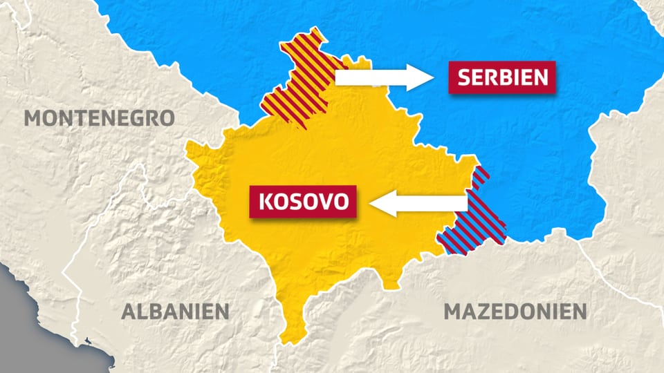 Diese Gebiete sollen zwischen Serbien und Kosovo untereinander getauscht werden. 