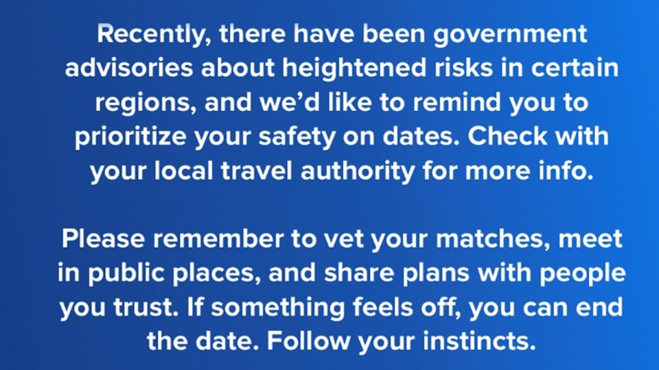Tinder Security Warning