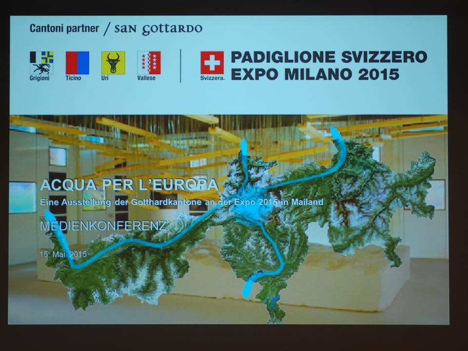 Das Panel der Sonderausstellung der Gotthardkantone an der Expo Milano 2015.