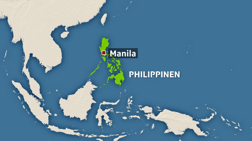 Kartenausschnitt mit Philippinen und der Hauptstadt Manila.