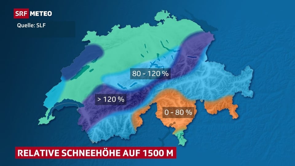 Karte mit Prozentangaben zur Schneedecke