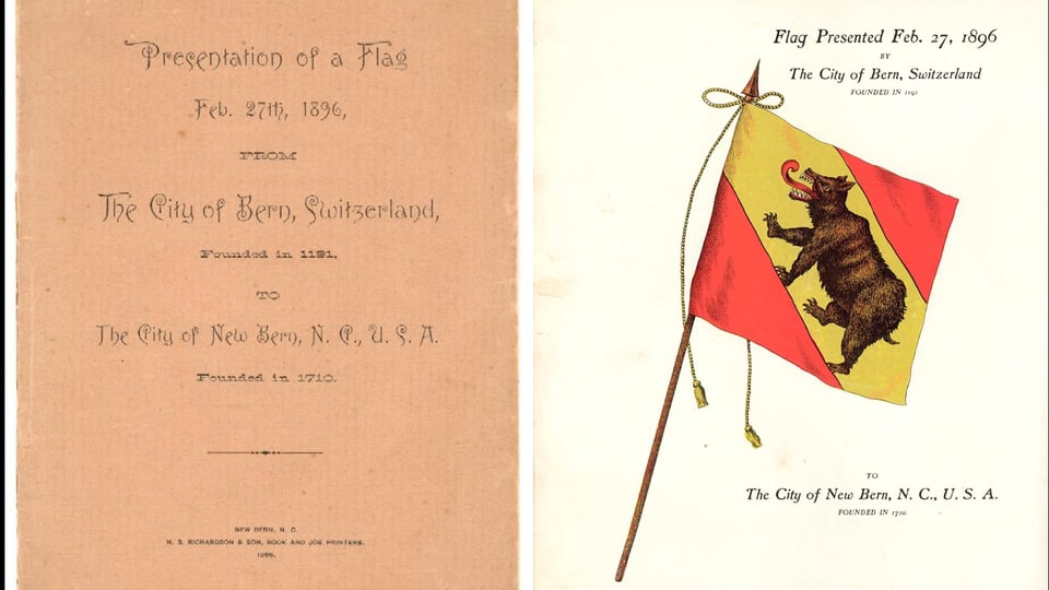 Man sieht das historische Wappen der Stadt New Bern am Tag der Übergabe im Februar 1896.