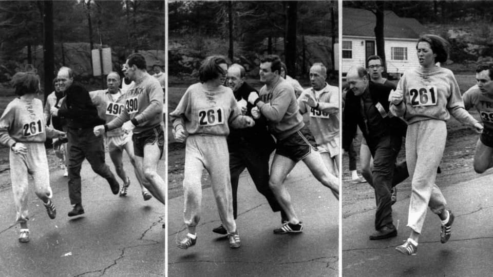 Kathrine Switzer beim Boston-Marathon 1967.