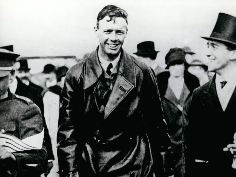 Schwarz-Weiss-Aufnahme von Charles Lindbergh